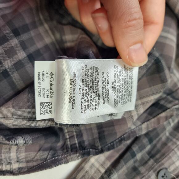 Columbia Mens Out and Back Long Sleeve Shirt Size Medium Black Backland Tartan - Picture 8 of 10